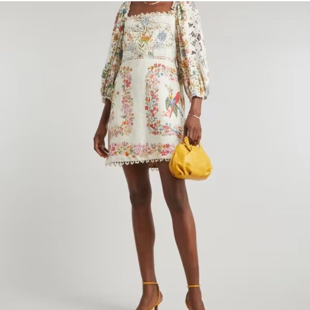 FARM Rio Cream Floral Mini Dress with Multicolor Print